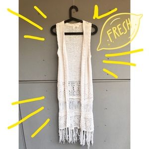 Anthropologie Moth Crochet Fringed Sweater Vest
